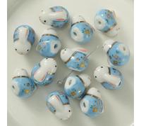 XHYXWN 10 Pcs 14x19 Mm Animal Pattern Ceramic Loose Beads, Hand-Painted Ceramic Spacer Beads, for DIY Beaded Bracelets, Necklaces and Pendants Making