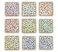 XHYXWN 100 Pcs 6-12 Mm Floral Print Ceramic Loose Beads, Colorful Round Glazed Ceramic Beads, for DIY Beaded Bracelet and Necklace Jewelry Making