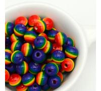 XHYXWN 100 Pcs 8/10 Mm Striped Beads, Colorful Round Resin Spacer Beads for DIY Bracelet Necklace Earrings Keychain Pendant Making