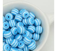 XHYXWN 100 Pcs 8/10 Mm Striped Beads, Colorful Round Resin Spacer Beads for DIY Bracelet Necklace Earrings Keychain Pendant Making