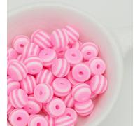 XHYXWN 100 Pcs 8/10 Mm Striped Beads, Colorful Round Resin Spacer Beads for DIY Bracelet Necklace Earrings Keychain Pendant Making
