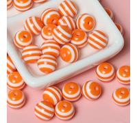 XHYXWN 100 Pcs 8-12 Mm Colorful Striped Beads, Round Resin Spacer Beads for Handmade Bracelets Necklaces DIY Keychains Pendants Decorative Accessories