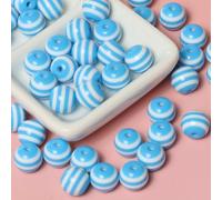 XHYXWN 100 Pcs 8-12 Mm Colorful Striped Beads, Round Resin Spacer Beads for Handmade Bracelets Necklaces DIY Keychains Pendants Decorative Accessories