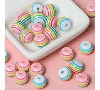 XHYXWN 100 Pcs 8-12 Mm Colorful Striped Beads, Round Resin Spacer Beads for Handmade Bracelets Necklaces DIY Keychains Pendants Decorative Accessories