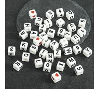 XHYXWN 100 Pcs 8 Mm Square Ceramic Number and Letter Beads, Glazed Ceramic Spacer Beads, for DIY Beaded Handmade Bracelet and Necklace Making