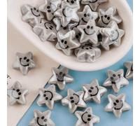 XHYXWN 20/30/50 Pcs 14/15 Mm Smiley Beads, Colorful Star-Shaped Bulk Ceramic Spacer Beads for DIY Necklace Bracelet Jewelry Making