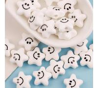 XHYXWN 20/30/50 Pcs 14/15 Mm Smiley Beads, Colorful Star-Shaped Bulk Ceramic Spacer Beads for DIY Necklace Bracelet Jewelry Making