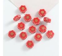 XHYXWN 20 Pcs 10 Mm Colorful Flower Shaped Smiley Face Porcelain Beads, Craft Ceramic Loose Beads, for Bracelet Necklace DIY Beaded Accessories