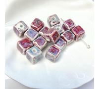 XHYXWN 20 Pcs 10 Mm Colorful Square Ceramic Beads, Handmade Ceramic Spacer Beads, for DIY Handmade Earrings Jewelry Necklace Bracelet Material Accessories