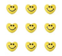 XHYXWN 20 Pcs 12/14/15 Mm Yellow Smiley Face Beads, Bulk Ceramic Spacer Beads for Bracelet Necklace Keychain DIY Jewelry Accessories
