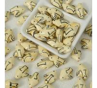 XHYXWN 20 Pcs 15x20 Mm Painted Ceramic Loose Beads, Animal Shape Printed Ceramic Beads, for DIY Handmade Bracelet Necklace Pendant Accessories
