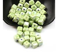 XHYXWN 20 Pcs 8/10 Mm Colorful Square Porcelain Beads, Glazed Devil Eye Ceramic Spacer Beads, for DIY Beaded Bracelets, Necklaces, and Earrings Making