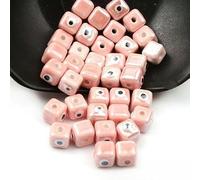 XHYXWN 20 Pcs 8/10 Mm Colorful Square Porcelain Beads, Glazed Devil Eye Ceramic Spacer Beads, for DIY Beaded Bracelets, Necklaces, and Earrings Making