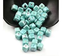 XHYXWN 20 Pcs 8/10 Mm Colorful Square Porcelain Beads, Glazed Devil Eye Ceramic Spacer Beads, for DIY Beaded Bracelets, Necklaces, and Earrings Making