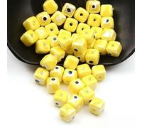XHYXWN 20 Pcs 8/10 Mm Colorful Square Porcelain Beads, Glazed Devil Eye Ceramic Spacer Beads, for DIY Beaded Bracelets, Necklaces, and Earrings Making