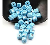 XHYXWN 20 Pcs 8/10 Mm Colorful Square Porcelain Beads, Glazed Devil Eye Ceramic Spacer Beads, for DIY Beaded Bracelets, Necklaces, and Earrings Making