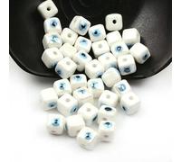 XHYXWN 20 Pcs 8/10 Mm Colorful Square Porcelain Beads, Glazed Devil Eye Ceramic Spacer Beads, for DIY Beaded Bracelets, Necklaces, and Earrings Making