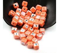 XHYXWN 20 Pcs 8/10 Mm Colorful Square Porcelain Beads, Glazed Devil Eye Ceramic Spacer Beads, for DIY Beaded Bracelets, Necklaces, and Earrings Making