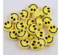 XHYXWN 30 Pcs 10-17 Mm Yellow Smiley Face Porcelain Beads, Handmade Ceramic Spacer Beads for DIY Bracelet Necklace Earrings Jewelry Making