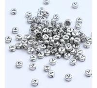 XHYXWN 400 Pcs 7 Mm Silver Acrylic Round Letter Beads, Retro Letter Loose Beads, for DIY Hand-Woven Bracelet Necklace Jewelry Making