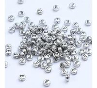 XHYXWN 400 Pcs 7 Mm Silver Acrylic Round Letter Beads, Retro Letter Loose Beads, for DIY Hand-Woven Bracelet Necklace Jewelry Making