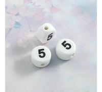 XHYXWN 50 Pcs 10 Mm Digital Letter Beads, Flat Round Ceramic Loose Beads, for DIY Beaded Handmade Bracelets, Necklaces and Keychains