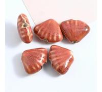 XHYXWN 50 Pcs 18x23 Mm Vintage Large Hole Ceramic Loose Beads, Shell Shaped Glazed Ceramic Beads, for DIY Beaded Bracelet Necklace Pendant Making