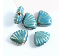 XHYXWN 50 Pcs 18x23 Mm Vintage Large Hole Ceramic Loose Beads, Shell Shaped Glazed Ceramic Beads, for DIY Beaded Bracelet Necklace Pendant Making