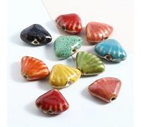 XHYXWN 50 Pcs 18x23 Mm Vintage Large Hole Ceramic Loose Beads, Shell Shaped Glazed Ceramic Beads, for DIY Beaded Bracelet Necklace Pendant Making