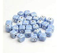 XHYXWN 50 Pcs 8/10 Mm Evil Eye Ceramic Beads, Colorful Glazed Square Ceramic Spacer Beads, for DIY Handmade Beaded Bracelets, Necklaces, and Earrings Making