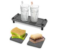 XHYZYX Instant Dry Sink Organizer, Fast Drying Stone Holder, Diatomaceous Earth Sink Absorbing Fast Drying Stone Soap Holder, Bathroom and Kitchen Vanity Tray Bathtub Dresser Countertop Storage