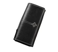 XHZMDWOU Wallets Money Organisers Card Holder Multifunction Wallet Women's Long Retro Multi-Card Slot Coin Purse Minimalist Wallet(Black)