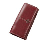 XHZMDWOU Wallets Money Organisers Card Holder Multifunction Wallet Women's Long Retro Multi-Card Slot Coin Purse Minimalist Wallet(Rosso)