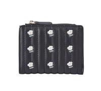 XHZMDWOU Wallets Money Organisers Slim Flip Wallet for Women Billfold Soft Leather Purses Flower Pattern Card Slots Minimalist Wallet(Black)