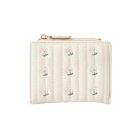 XHZMDWOU Wallets Money Organisers Slim Flip Wallet for Women Billfold Soft Leather Purses Flower Pattern Card Slots Minimalist Wallet(White)