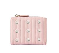 XHZMDWOU Wallets Money Organisers Slim Flip Wallet for Women Billfold Soft Leather Purses Flower Pattern Card Slots Minimalist Wallet(Pink)