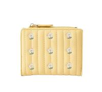 XHZMDWOU Wallets Money Organisers Slim Flip Wallet for Women Billfold Soft Leather Purses Flower Pattern Card Slots Minimalist Wallet(Yellow)