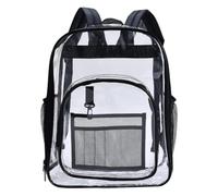 XHZPF Backpack Waterproof Transparent School Bag Girl Large Capacity Solid Clear Men Fashion Plastic(36cmx28cmx12cm,black)
