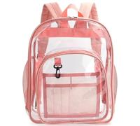 XHZPF Backpack Waterproof Transparent School Bag Girl Large Capacity Solid Clear Men Fashion Plastic(36cmx28cmx12cm,pink)