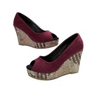 XHZPF Mouth Wedge Heel High-Heeledsingle Shoes For Women In Autumn, New Shallow Single Kick(red,38)