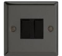 Xi2B - Varilight Classic Iridium Black - 2 Gang 2 Way 10A Light Switch - Black Insert