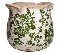 Xiaan Jiaju Tuscan Ceramic Plant Pots, 6.11 Inch Vintage Planters with Drainage Hole for Indoor Plants, Farmhouse Green Scroll Vase & Flower Pots, Home Kitchen Garden Decor, Plant Lover Gifts