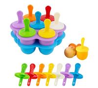 XIACIBDUS 2PCS Silicone Ice Lolly Molds, Mini Popsicle Mold with Colorful Plastic Sticks, 7-Cavity DIY Ice Pop Mold for Kids Baby Homemade Food (Blue and Purple)