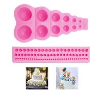 XIACIBDUS 2PCS Silicone Pearl Fondant Mould, Semi Bead Sphere Mould, Round Pearls Chain Chocolate Mould for Cake Candies Decoration Sugar Jelly Pudding Christmas Clay