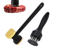 XIACIBDUS Meat tenderizer, 2PCS Meat tenderizer Needle Tool and Meat Mallet, Heavy Duty Grip Handle Meat Pounder Hammer for Beef, Chicken, Fish, Chicken Breasts, Steaks, Pork, Kitchen Cooking