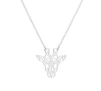 XIAFH Giraffe Necklace for Women Stainless Steel Hollowed Out Origami Simple Small Animal Pendant Collarbone Chain Jewellery Gift (silver)