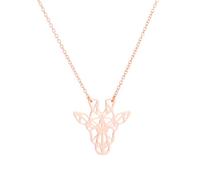 XIAFH Giraffe Necklace for Women Stainless Steel Hollowed Out Origami Simple Small Animal Pendant Collarbone Chain Jewellery Gift (rosegold)