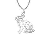 XIAFH Rabbit Necklace for Women Stainless Steel Hollowed Out Origami Cute Animal Pendant Collarbone Chain Jewellery Gift (Rabbit)