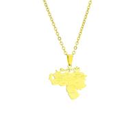 XIAFH Venezuela Map Pendant Necklace for Women Men Stainless Steel Adjustable Necklace Geometric Ethnic Jewellery Gifts (gold1)