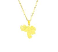 XIAFH Venezuela Map Pendant Necklace for Women Men Stainless Steel Adjustable Necklace Geometric Ethnic Jewellery Gifts (gold2)
